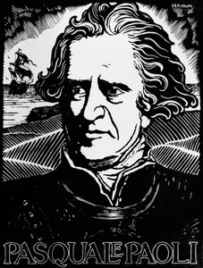 Portrét Pasquale Paoli, korsický státník, generál a vlastenec (dřevořez) od Benedetto Servolini