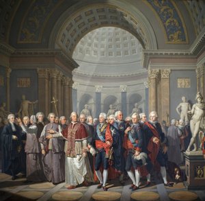 Gustav III Švédska (1746-1792) s papežem Piem VI (Gianangel, hrabě Braschi od Benigne Gagneraux