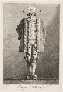 Řecká maškaráda: Pastýř a la Grecque Plate 5, 1771.