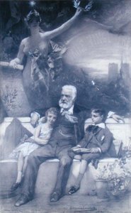Victor Hugo (1802-85) a jeho vnoučata od Benjamin  Constant