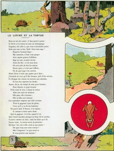 Zajíc a želva, ilustrace z 