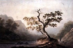 Krajina s řekou a horami od Benjamin Barker
