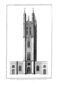 Západní prospekt farního kostela sv. Michaela Cornhilla, c1756