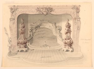 Kresba, litinový rošt, cca 1840