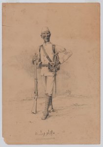 Voják 10. súdánského praporu, kolem roku 1889 (akvarel) od Benjamin Donisthorpe Alsop Donne