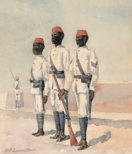 Seržant a dvě další hodnosti z 10. súdánského praporu, kolem roku 1889 (akvarel) od Benjamin Donisthorpe Alsop Donne