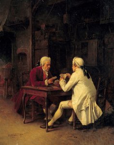 Malba hráčů karet od Eugena Fichela (1826-1895) 1863 Ne. 0,27x0,22 m