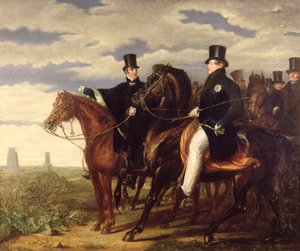 Vévoda z Wellingtonu popisující pole Waterloo králi Jiřímu IV. (1762-1830) 1844