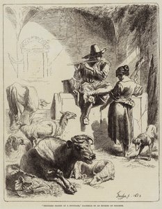 Pastýř sedí u fontány od Benjamin Herring