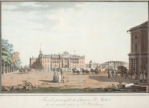Pohled na Michaelův palác a náměstí Connetable v Petrohradě, 1800