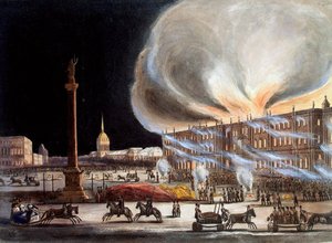 Požár v Zimním paláci v prosinci 1837, 1838. od Benjamin Richard Green