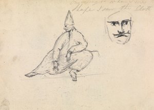 Studie sedícího muže, který nosí špičatý klobouk od Benjamin Robert Haydon