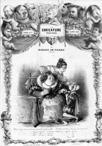 Figarovo sňatek, dějství 11, s postavami Suzanne a hraběnky Almaviva: “” _ ale viďte, jak je ten prcek hezký jako holka... nebudeš takhle hezká? "" ilustrace, 1838.