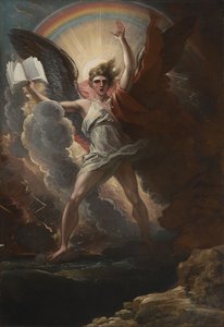 Mocný anděl stojí na zemi i na moři od Benjamin West