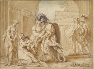 Hector opouští Andromache: Strach z Astyanax, 1766. od Benjamin West
