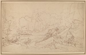 Studie k bitvě u La Hogue [recto] od Benjamin West