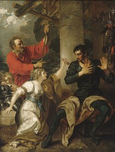 Dáma a Orlando, asi 1793 (olej na plátně) od Benjamin West