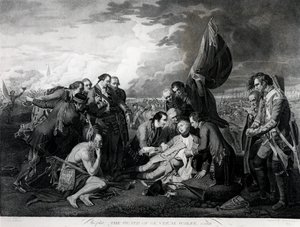 Smrt generála Wolfa (1727-59) 1759, rytina Augustina Legranda (bundw foto) (viz také 105409, 124902 a 153197) od Benjamin West