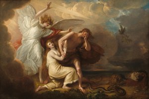 Vyhnání Adama a Evy z ráje od Benjamin West