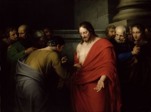 Nedůvěra sv. Tomáše (olej na plátně) od Benjamin West