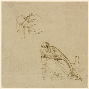 Dvě skici plačící ženy od Benjamin West