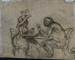 Žena a muž hrací karty (verze) od Benjamin West
