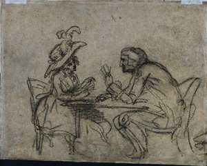 Žena a muž hrací karty, 1792. od Benjamin West