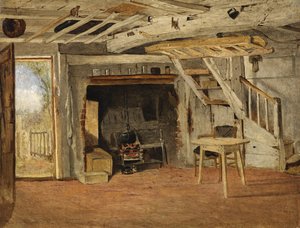 Studie interiéru chaty, c.1869 od Benjamin Williams Leader