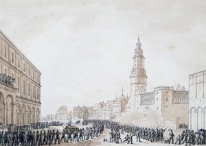 Pohřeb francouzského důstojníka ve Výmaru, říjen 1806 (kresba) od Benjamin Zix