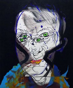 50 významných spisovatelů historie : Michel Houellebecq, 2015 (olej a akryl na plátně) od Benoit Erwann Boucherot