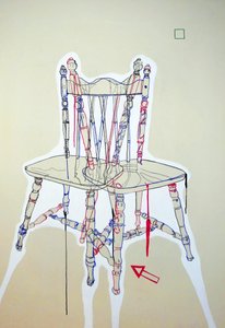 Chaise manifeste, 2023 (olej a akryl na kombinovaném plátně) od Benoit Erwann Boucherot