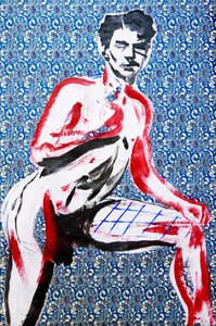 Masculin japonais 2, 2020 (akryl na sítotiskovém japonském papíře) od Benoit Erwann Boucherot