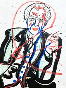Surportrét : Frank Lloyd Wright, 2022 (akryl na papíře) od Benoit Erwann Boucherot