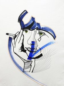 Surportrét : Françoise Sagan 1, 2019 (akryl na papíře) od Benoit Erwann Boucherot