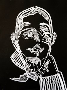 Surportrét : Joyce Carol Oates, 2021 (akryl na papíře) od Benoit Erwann Boucherot