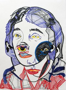 Surportrét : Marguerite Duras 2, 2021 (akryl na papíře) od Benoit Erwann Boucherot