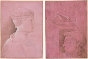 Busta ženy (recto); Hlava muže, dvě studie ženského profilu a studie anděla (verze) od Benozzo Gozzoli
