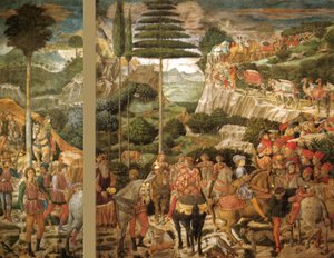 Italsky: Cesta mudrců: Melchiorovo procesí nejstaršího krále od Benozzo Gozzoli