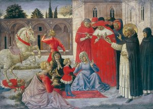 Zázrak svatého Dominika Svatý Dominik Obnovení života Napoleona Orsiniho, cca 1462.