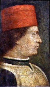 Hlava muže v červeném klobouku (tempera na panelu) od Benozzo di Lese di Sandro Gozzoli