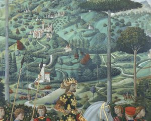 Jan VII Paleolog (1391-1448), východořímský císař, jako Baltazar, jeden ze Tří králů, detail z cyklu Cesta mudrců v kapli, asi 1460 (freska) od Benozzo di Lese di Sandro Gozzoli