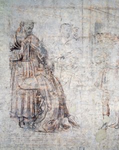 Manželství Izáka a Rebeccy, detail sinopie (podmalba) od Benozzo di Lese di Sandro Gozzoli