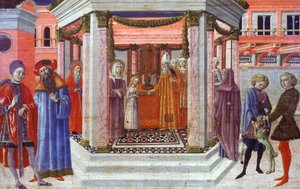 Prezentace Marie v chrámu, detail predella od Benvenuto di Giovanni (1436-1518) od Benvenuto di Giovanni