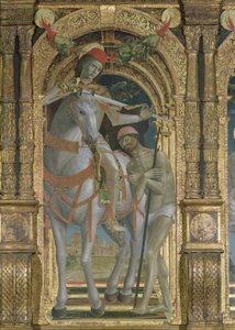 Svatý Martin dělící se o svůj plášť s žebrákem, detail z polyptychu, 1485