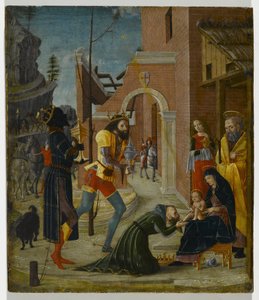 Klanění tří králů, kolem 1485-95 (tempera na panelu)