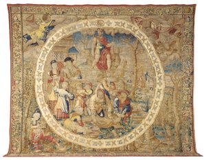 Bruselský alegorický gobelín znázorňující měsíc prosinec z "Medailonových měsíců", kolem roku 1525 od Bernard van Orley