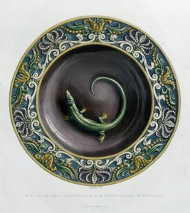 Plate au lizard - Plet céramique, v „Dílo Bernarda Palissyho““ od C. Delange a C. Bornemana, Paříž