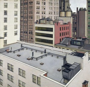 Střechy New Yorku, cca 1930 (olej na plátně)