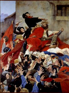 Apoteóza darebáka nebo triumf Roberta Macaire Robert Macaire je pomyslná postava symbolizující banditu a bezskrupulózního obchodníka. Je korunním představitelem a fandí davu. Obraz Maurice Bouteta de Monvel (1851-191
