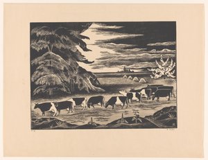 Krávy v krajině od Bernard Essers (signed by artist)